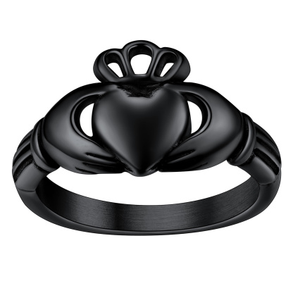 Personalized Claddagh Promise Rings for her black