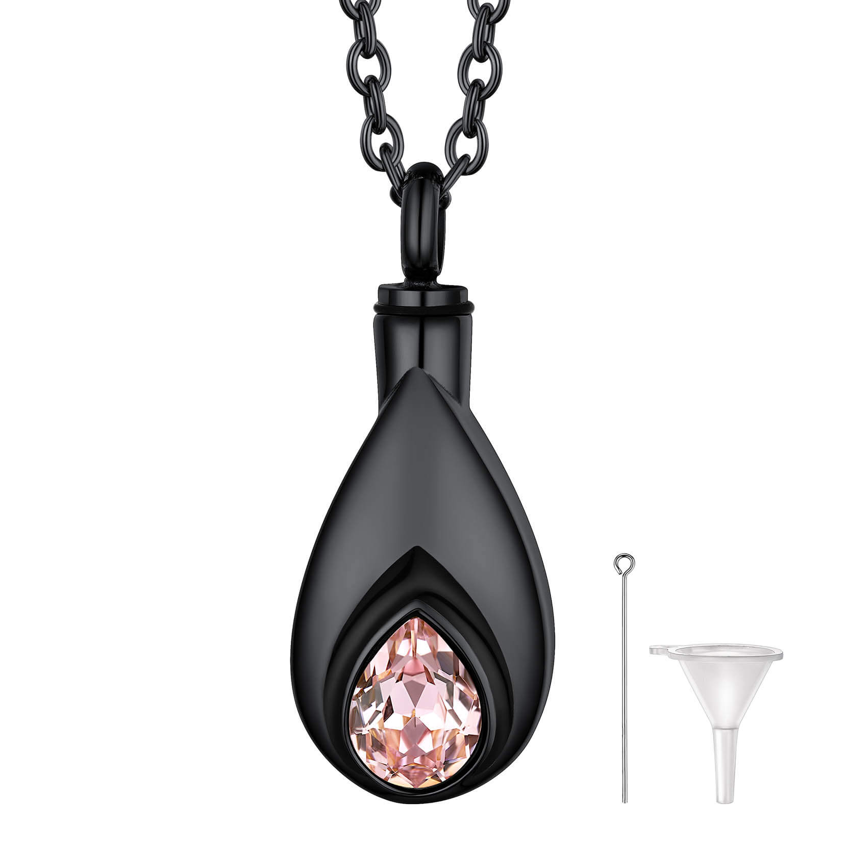 Teardrop Birthstone Urn Necklace for Ashes Memorial Cremation Jewelry