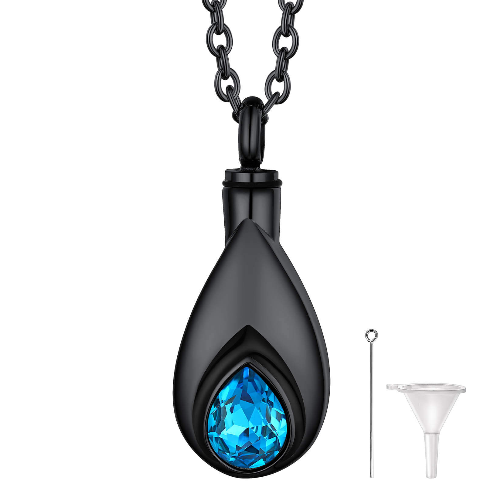 Teardrop Birthstone Urn Necklace for Ashes Memorial Cremation Jewelry