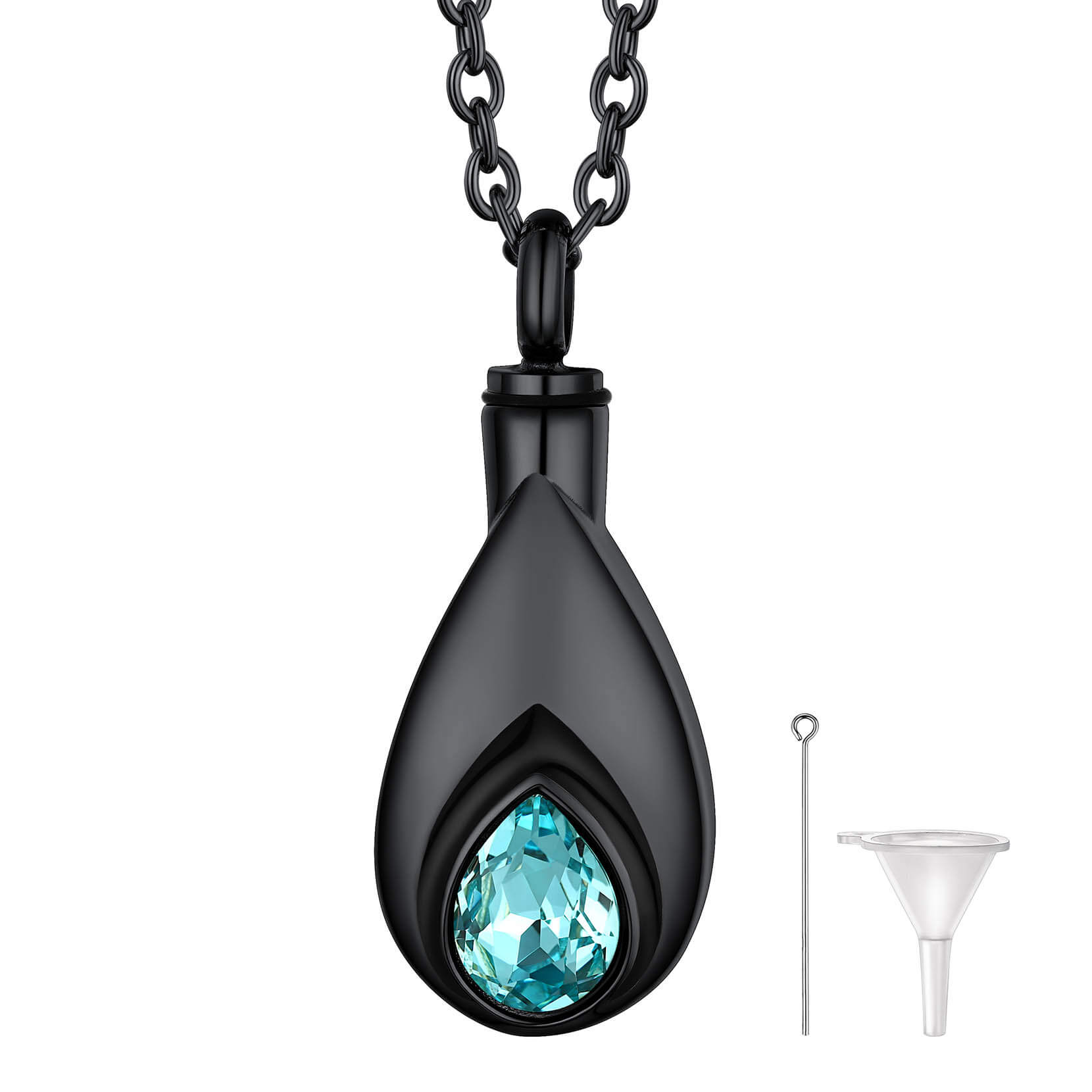 Teardrop Birthstone Urn Necklace for Ashes Memorial Cremation Jewelry