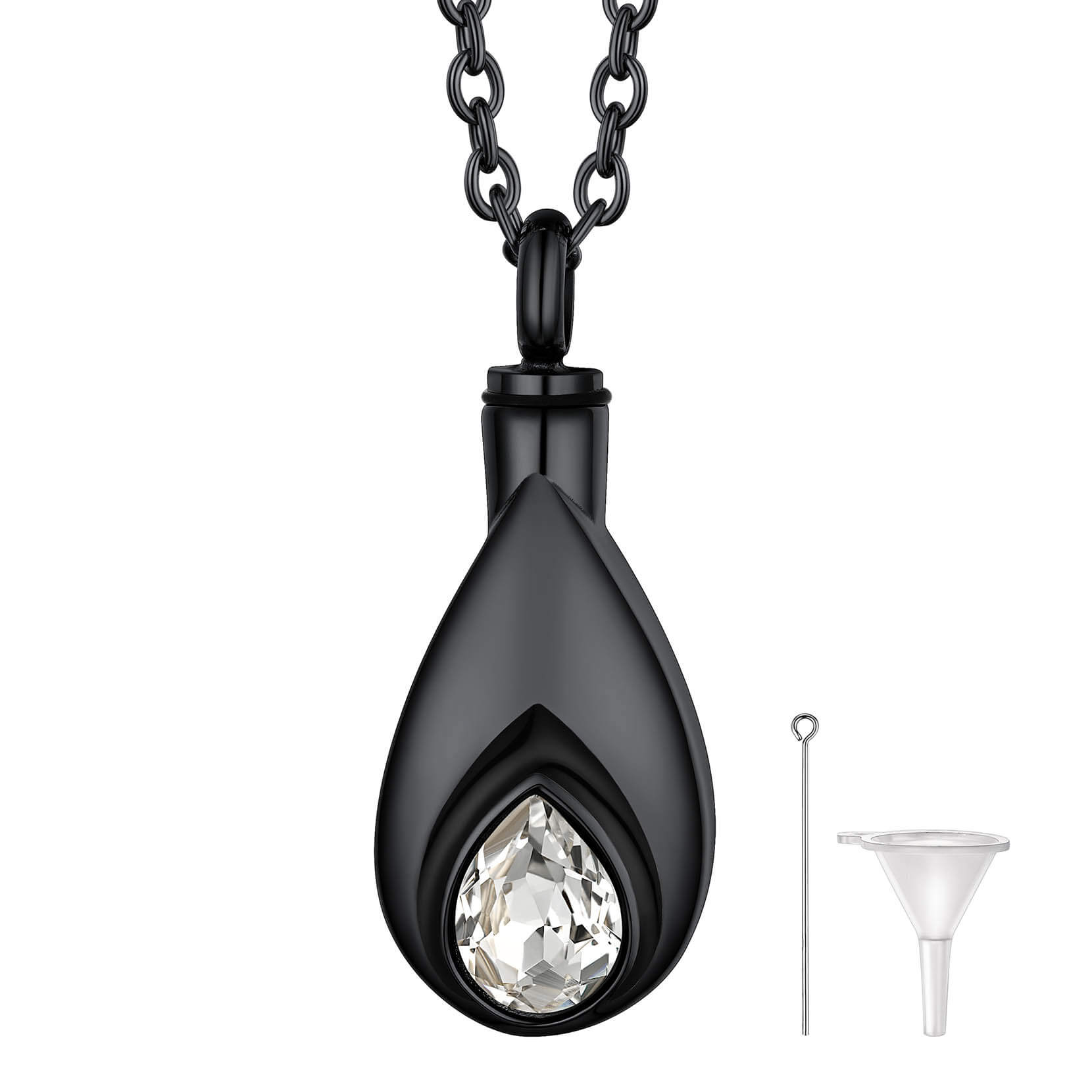 Teardrop Birthstone Urn Necklace for Ashes Memorial Cremation Jewelry