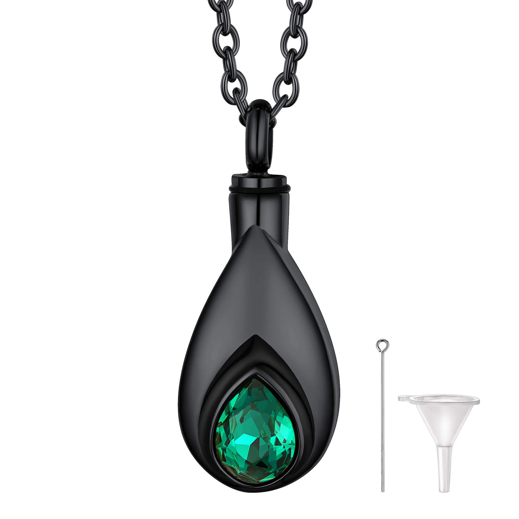 Teardrop Birthstone Urn Necklace for Ashes Memorial Cremation Jewelry