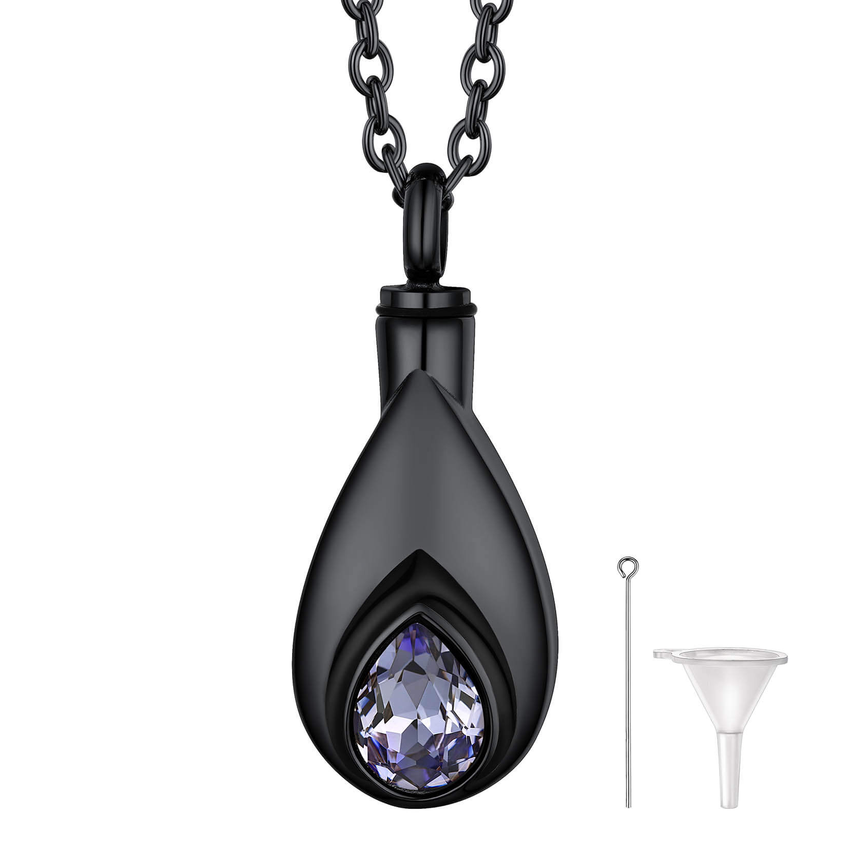 Teardrop Birthstone Urn Necklace for Ashes Memorial Cremation Jewelry