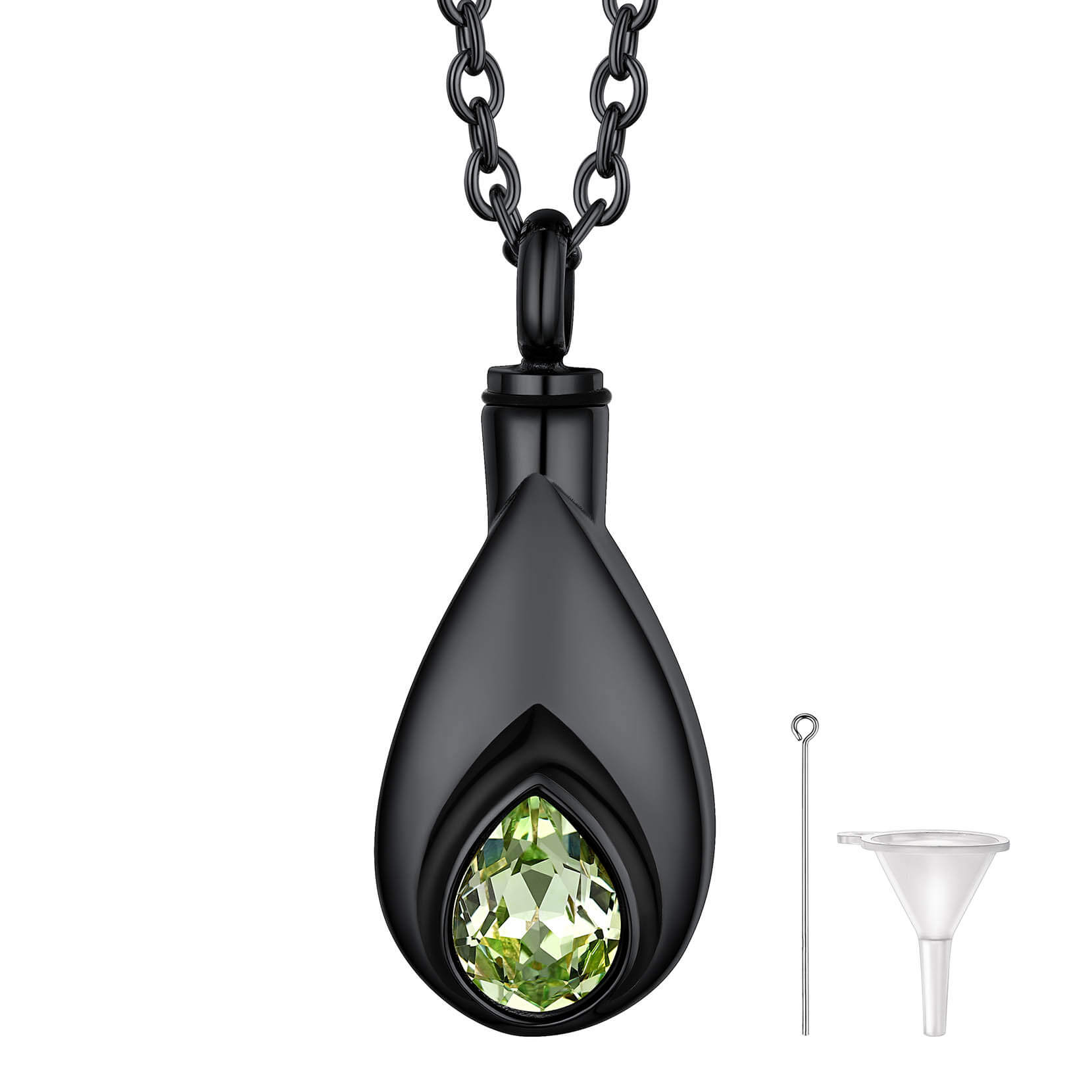 Teardrop Birthstone Urn Necklace for Ashes Memorial Cremation Jewelry