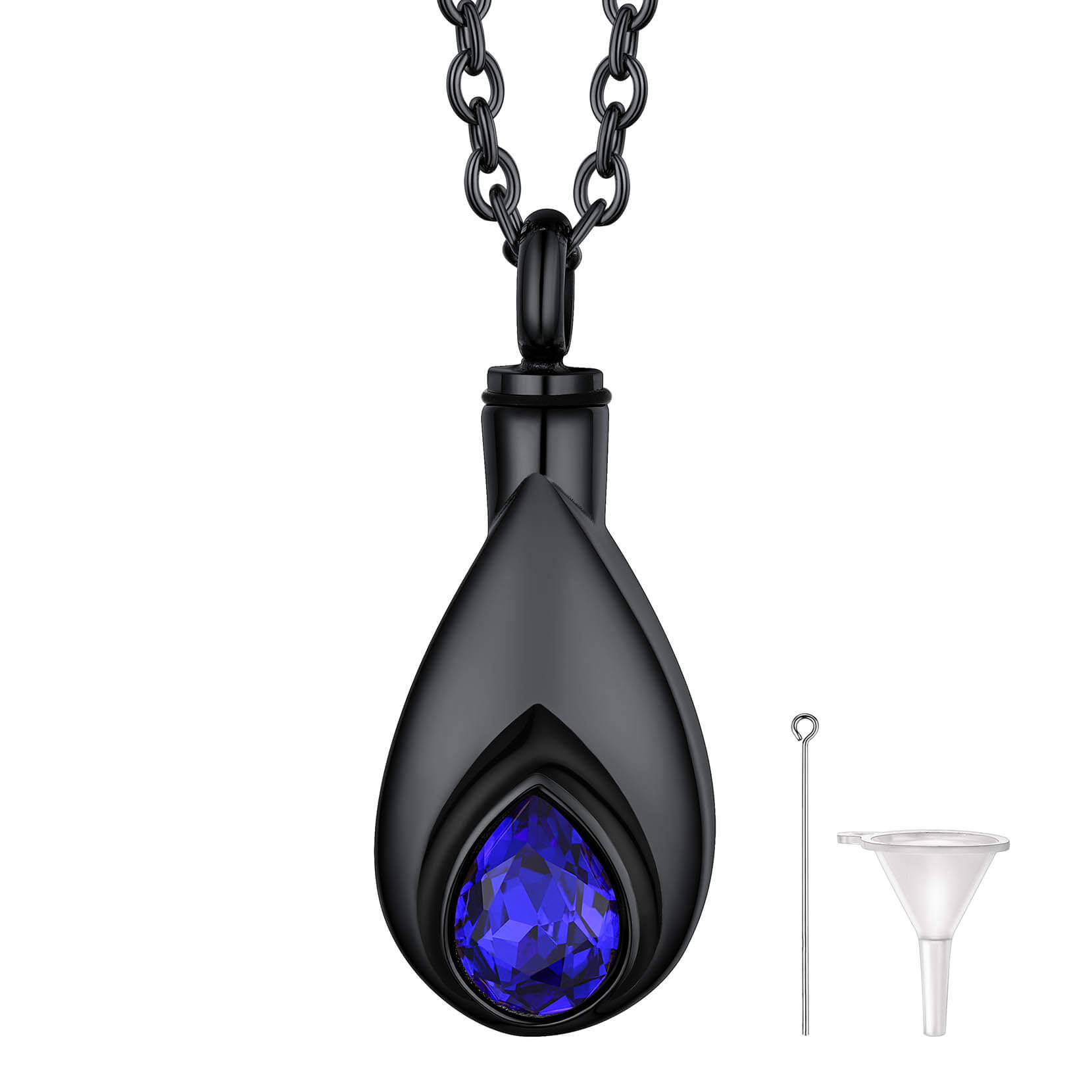 Teardrop Birthstone Urn Necklace for Ashes Memorial Cremation Jewelry