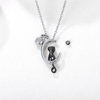  black Birthstone Cat Cremation Urn Necklace