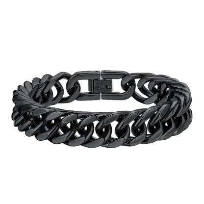 black Cuban Link Curb Chain bracelet-12mm