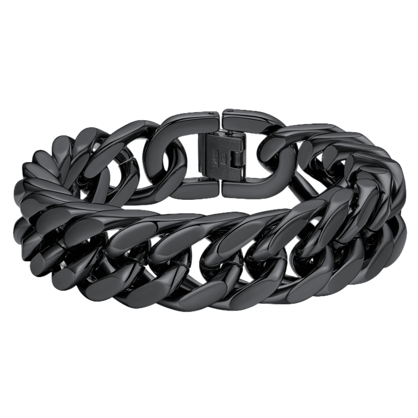 black Cuban Link Curb Chain bracelet-17mm