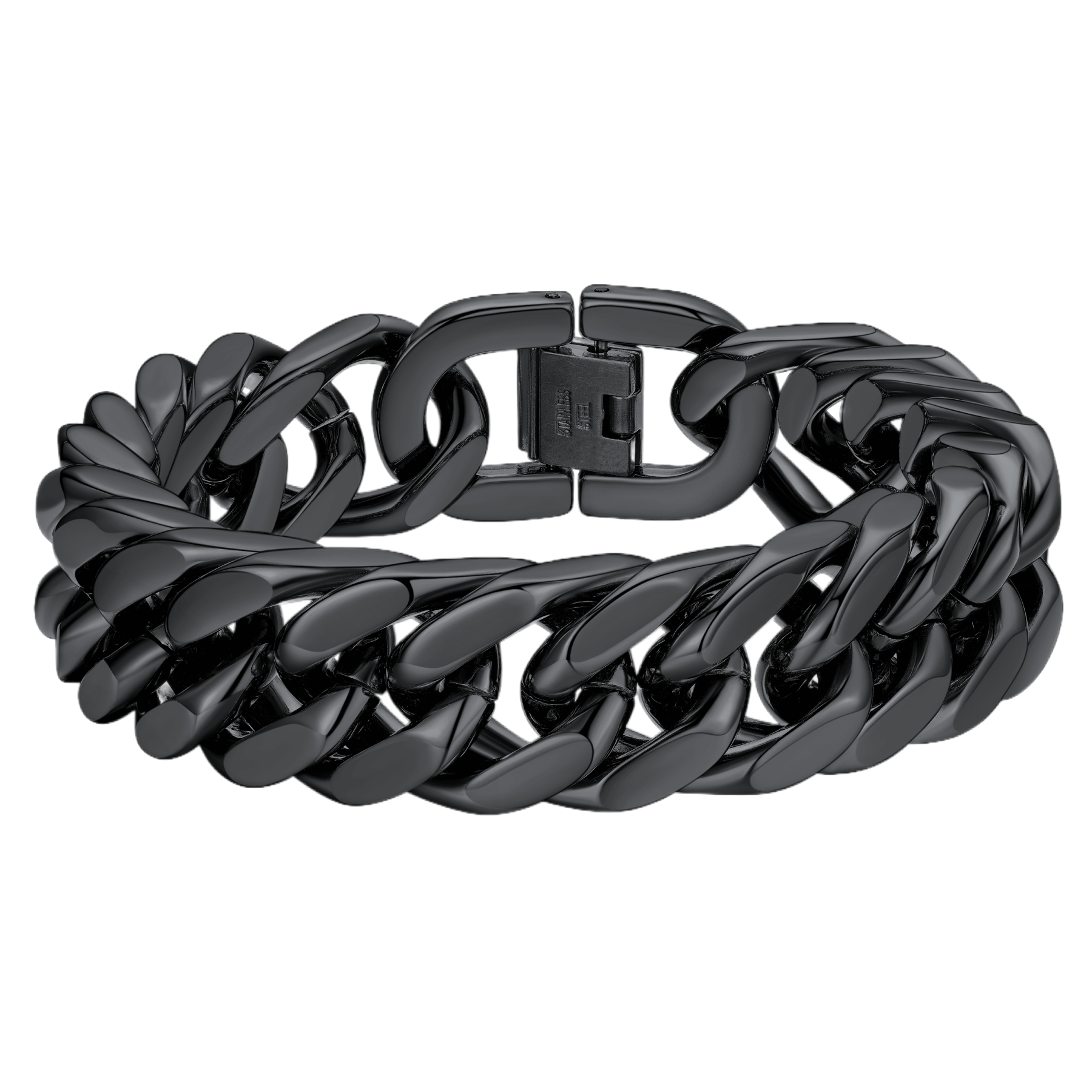 black Cuban Link Curb Chain bracelet-17mm