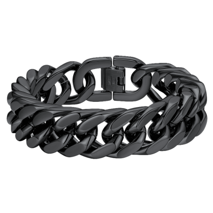 black Cuban Link Curb Chain bracelet-17mm