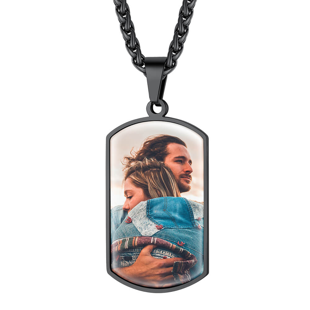 Personalized Dog Tag Photo Necklace with Picture for Men