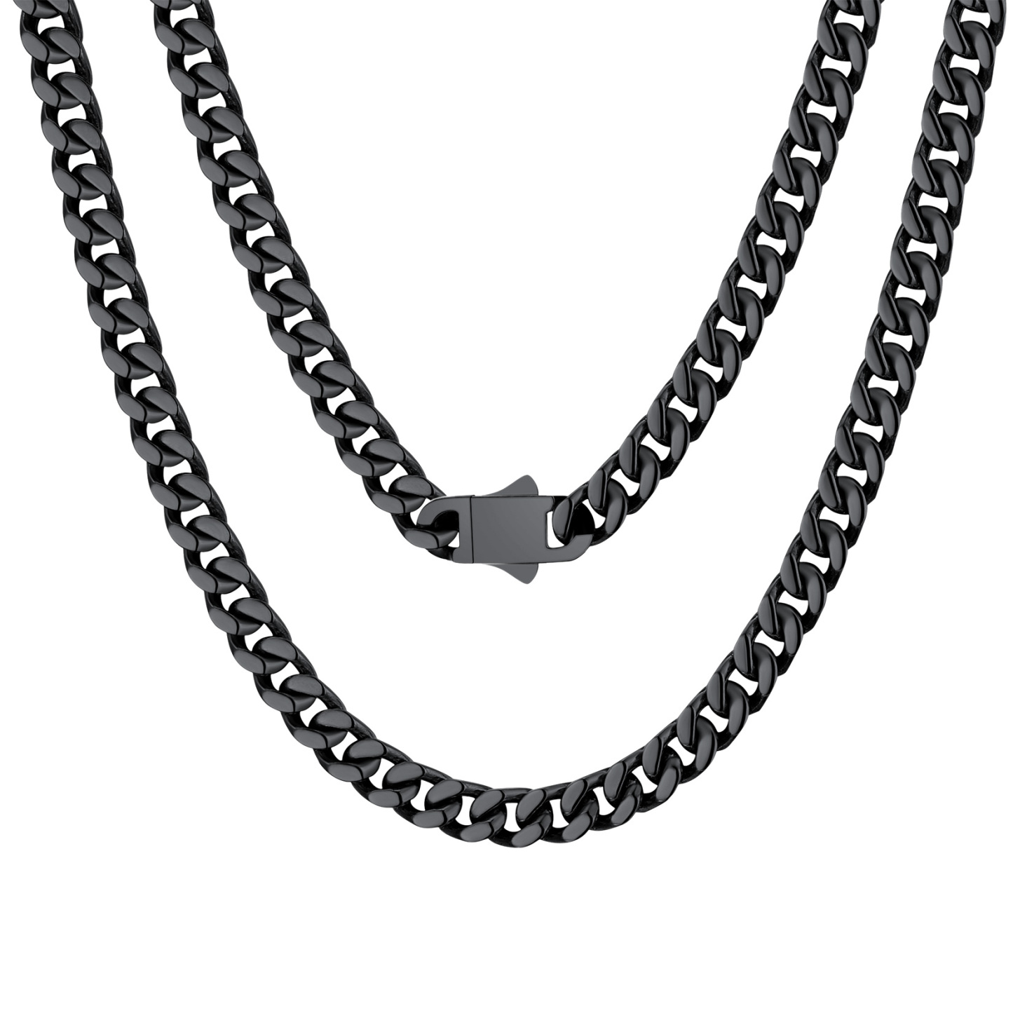 black Miami Cuban Link Chain Necklace 5mm