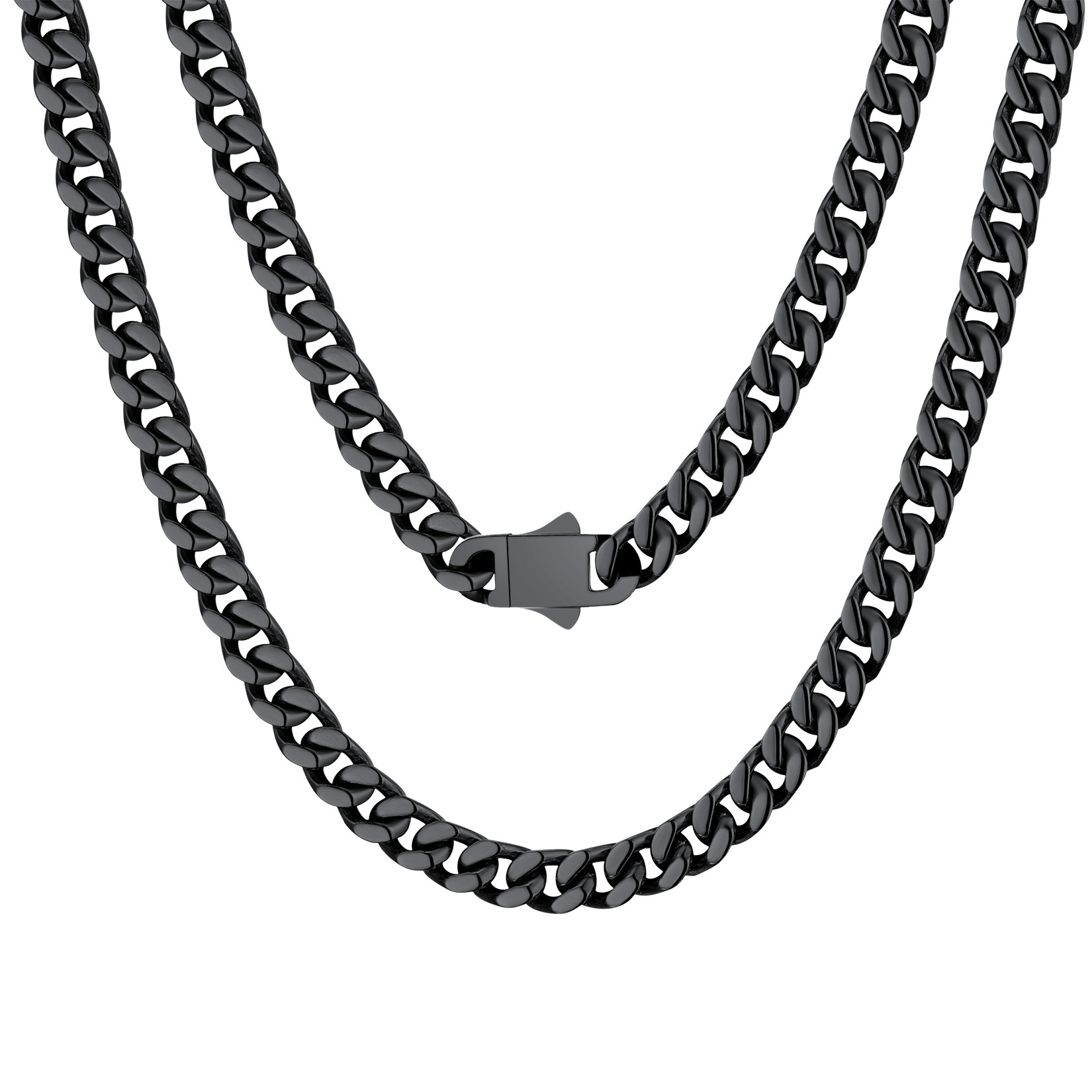 black Miami Cuban Link Chain Necklace 5mm