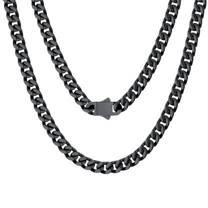 black Miami Cuban Link Chain Necklace 5mm