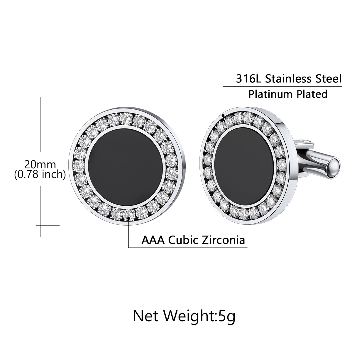 Custom Black Onyx Cufflinks for Men detail