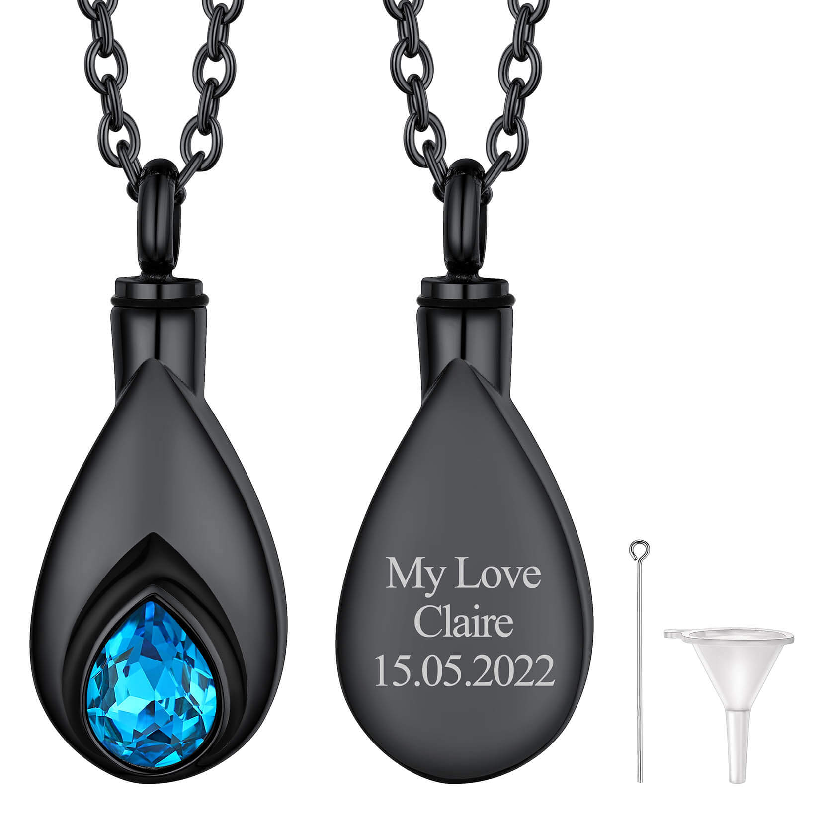 Dec Birthstone Black Urn Necklace