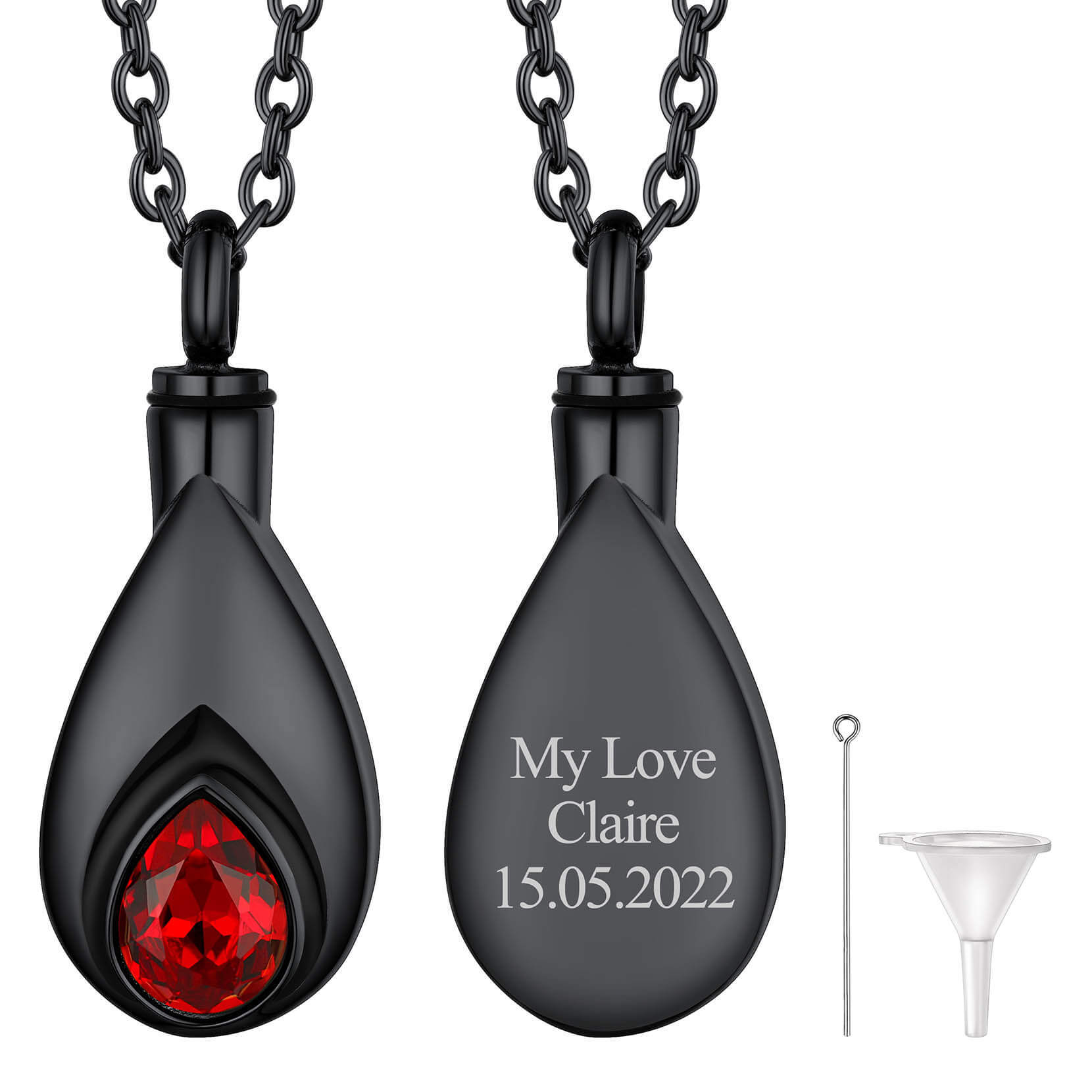 Jan Birthstone Black Urn Necklace