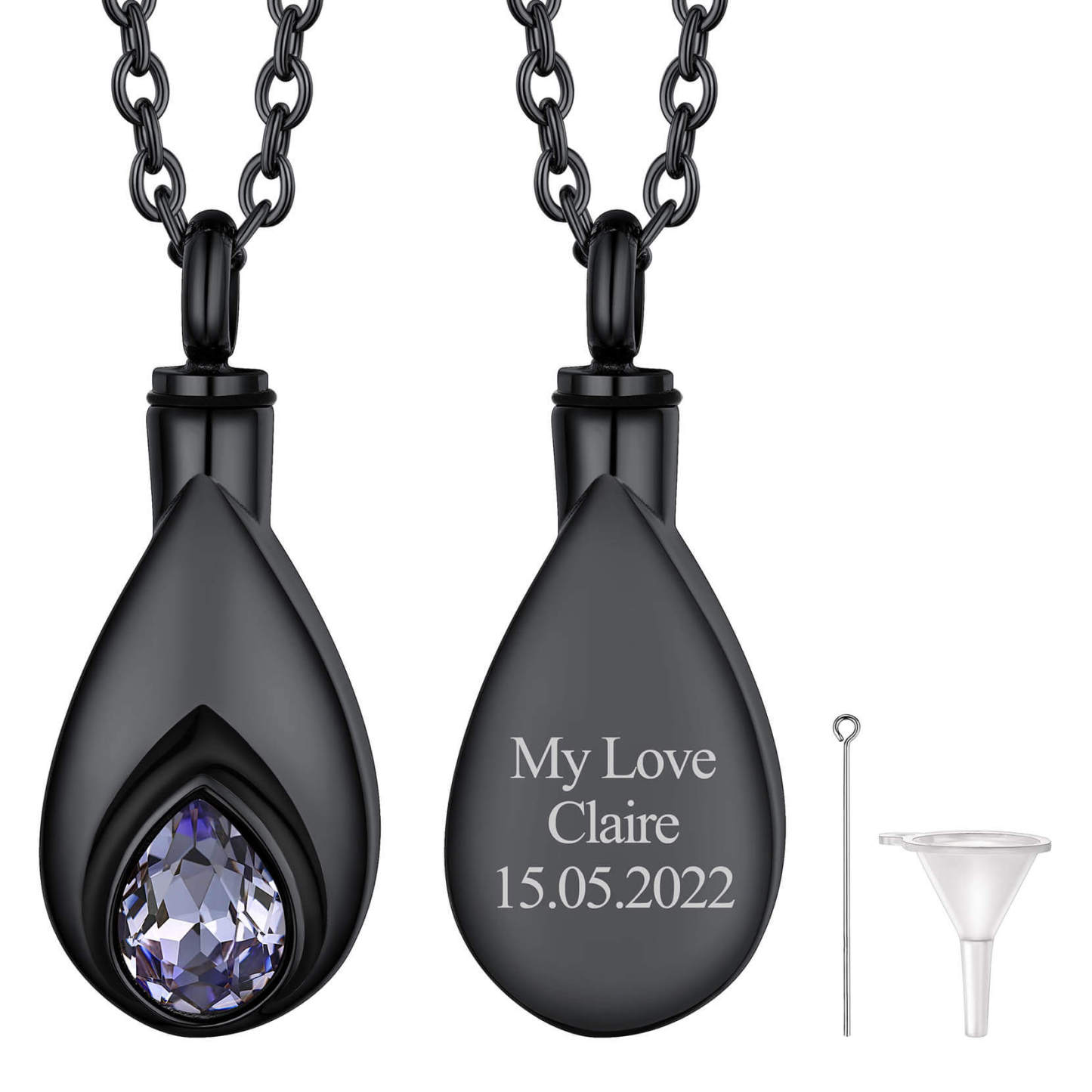 Jun Birthstone Black Urn Necklace