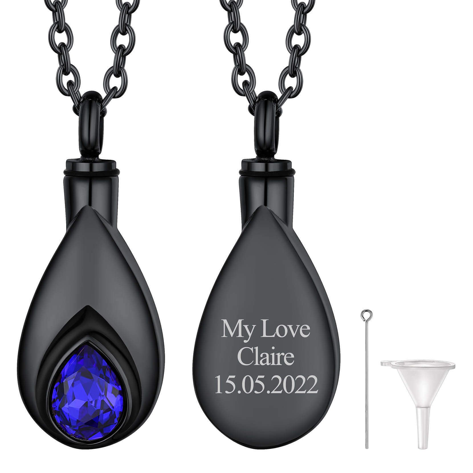 Sep Birthstone Black Urn Necklace