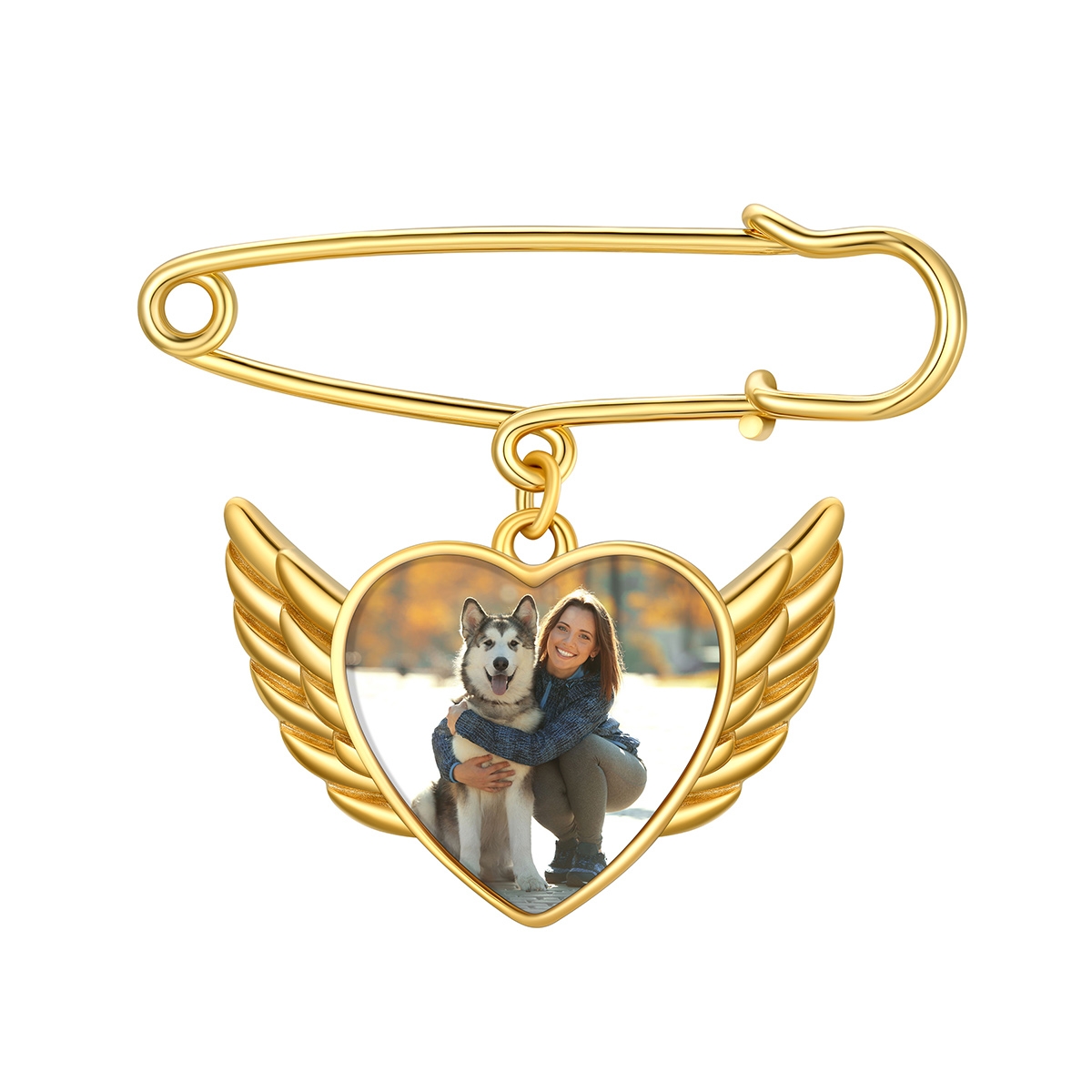 Custom Angel Wing Wedding Bouquet Photo Charms Brooch Pins silver