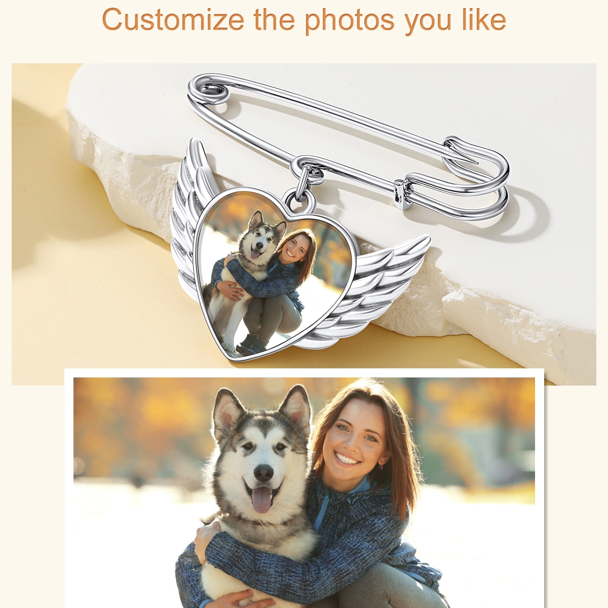 Angel Wing Wedding Bouquet Photo Brooch Pins