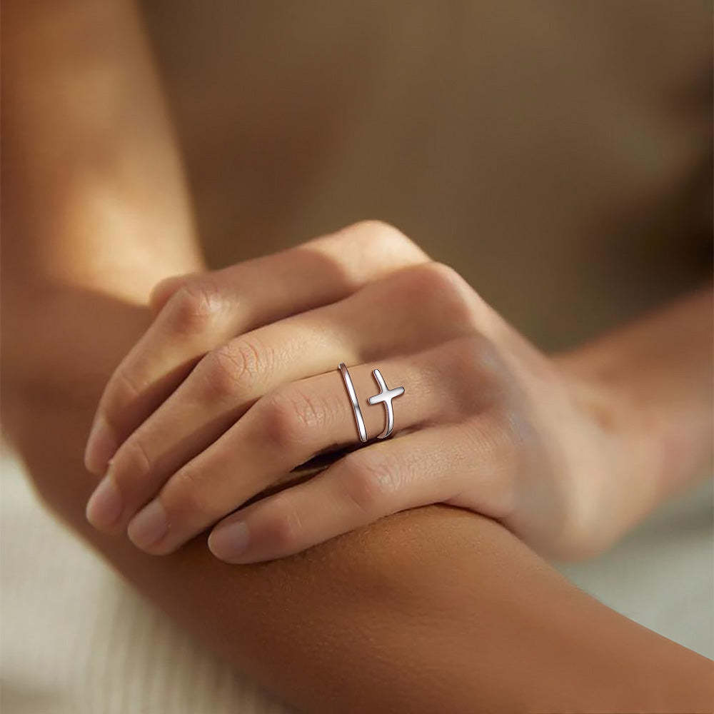 S925 Sterling Silver Infinity Cross Ring