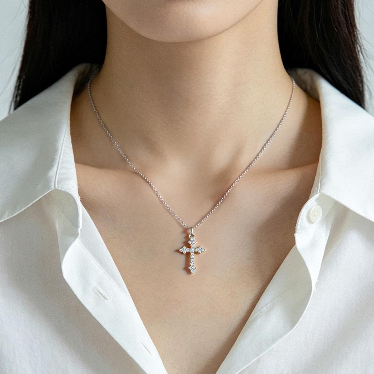 Cubic Zirconia Cross Necklace for Women