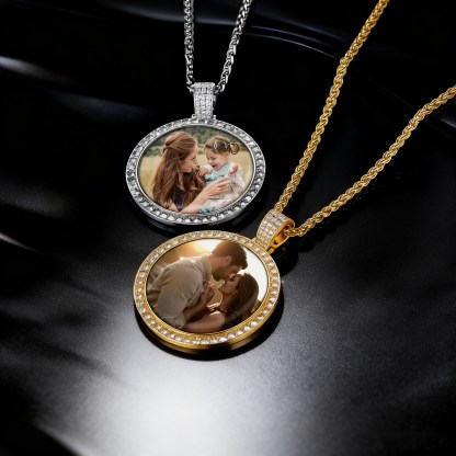 circle chain photo necklace with picture