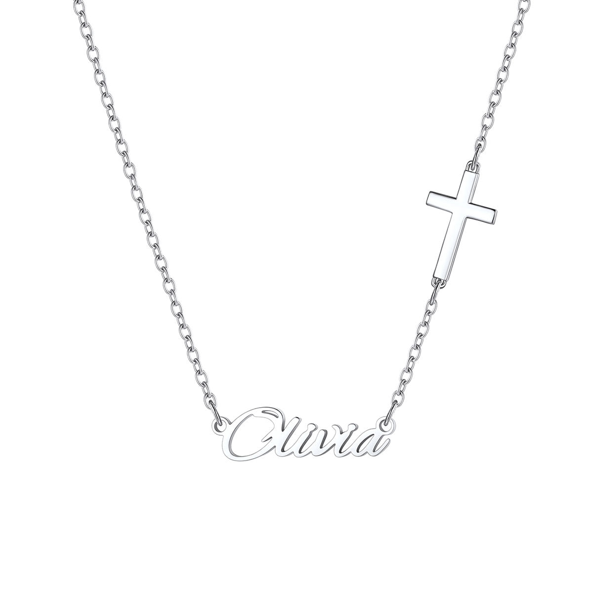 Custom Cross Name Necklace for Women