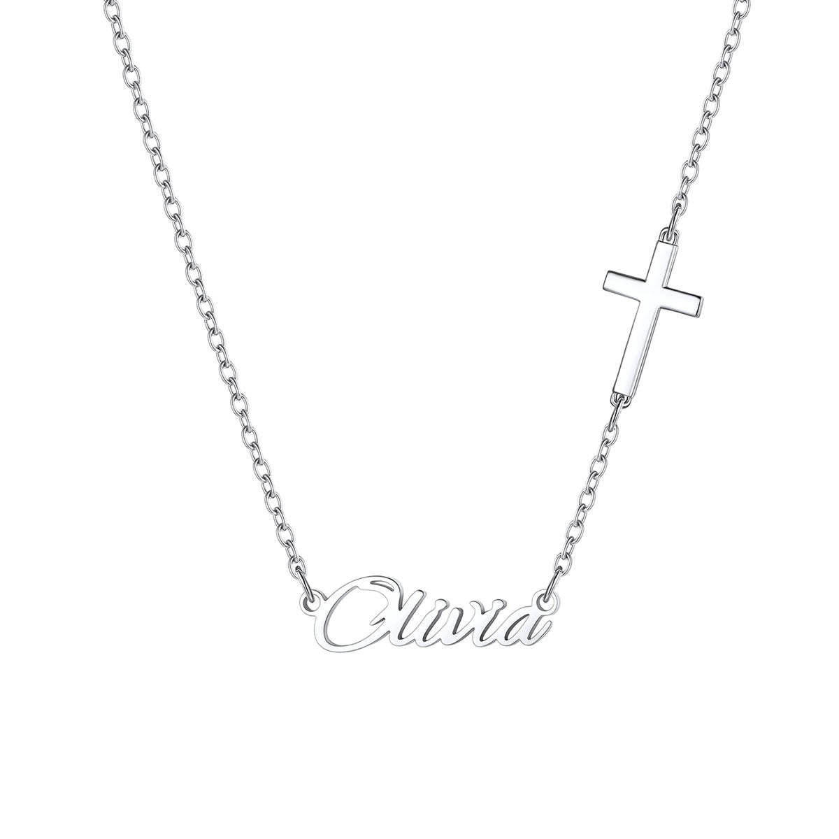 Custom Cross Name Necklace for Women