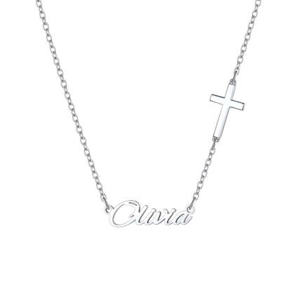 Custom Cross Name Necklace for Women