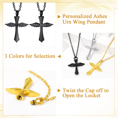 Custom Cross Cremation Urn Necklace detail