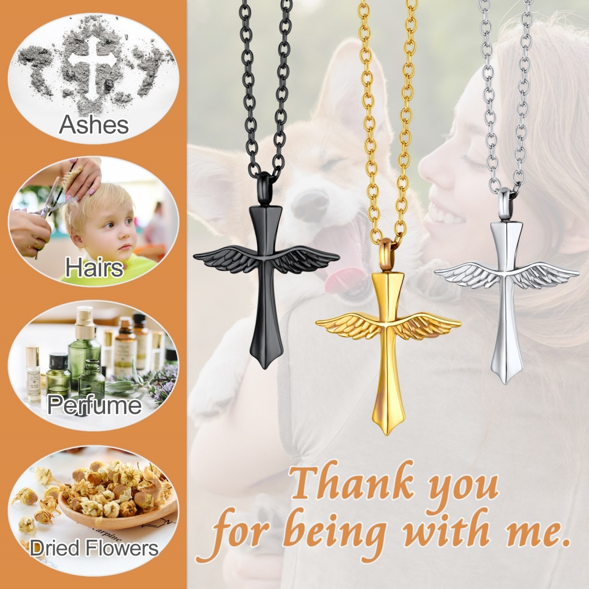 Custom Cros Cremation Urn Necklace for Ashes