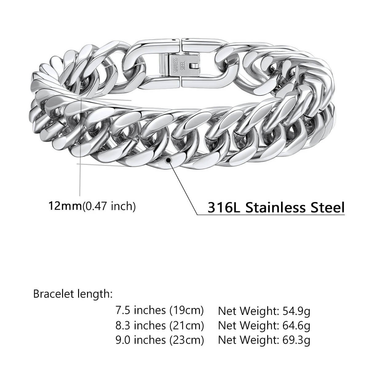  Cuban Link Curb Chain bracelet size