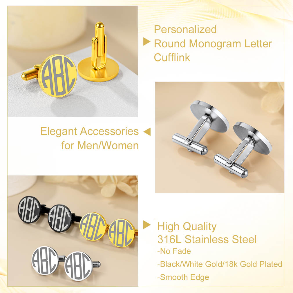 Custom Monogram Cufflinks for Men 