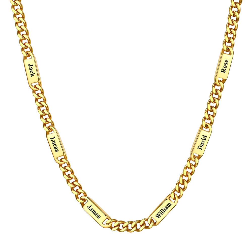 Custom 1-6 Name Cuban Link Chain Necklace for Men