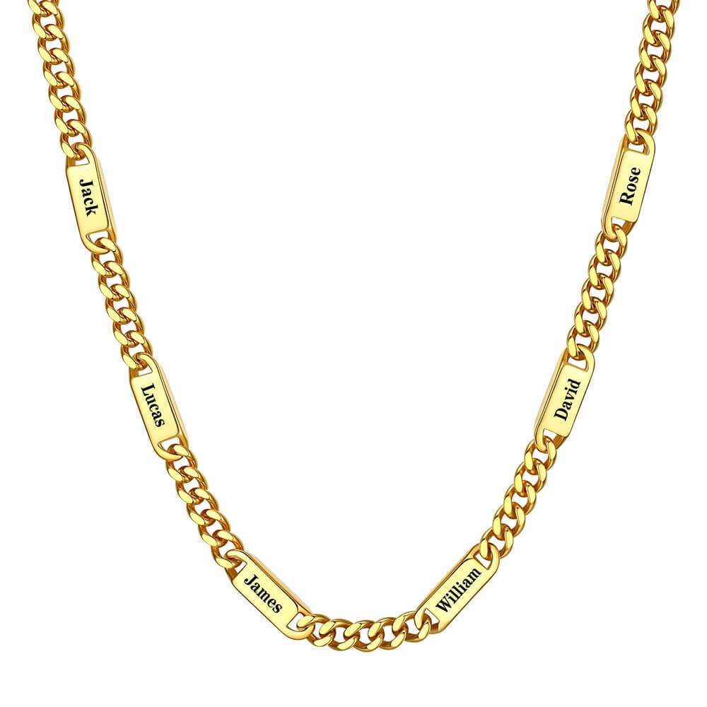Custom 1-6 Name Cuban Link Chain Necklace for Men