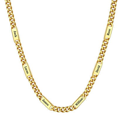Custom 1-6 Name Cuban Link Chain Necklace for Men