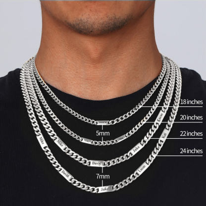 custom name chain size guide