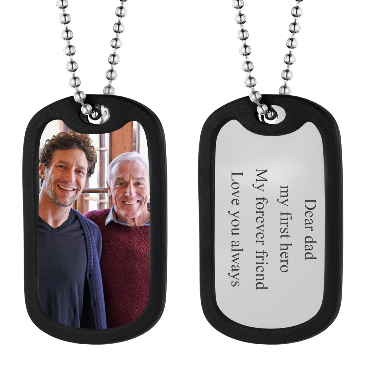 Custom Photo Dog Tag ID Necklace With Engraving for Men