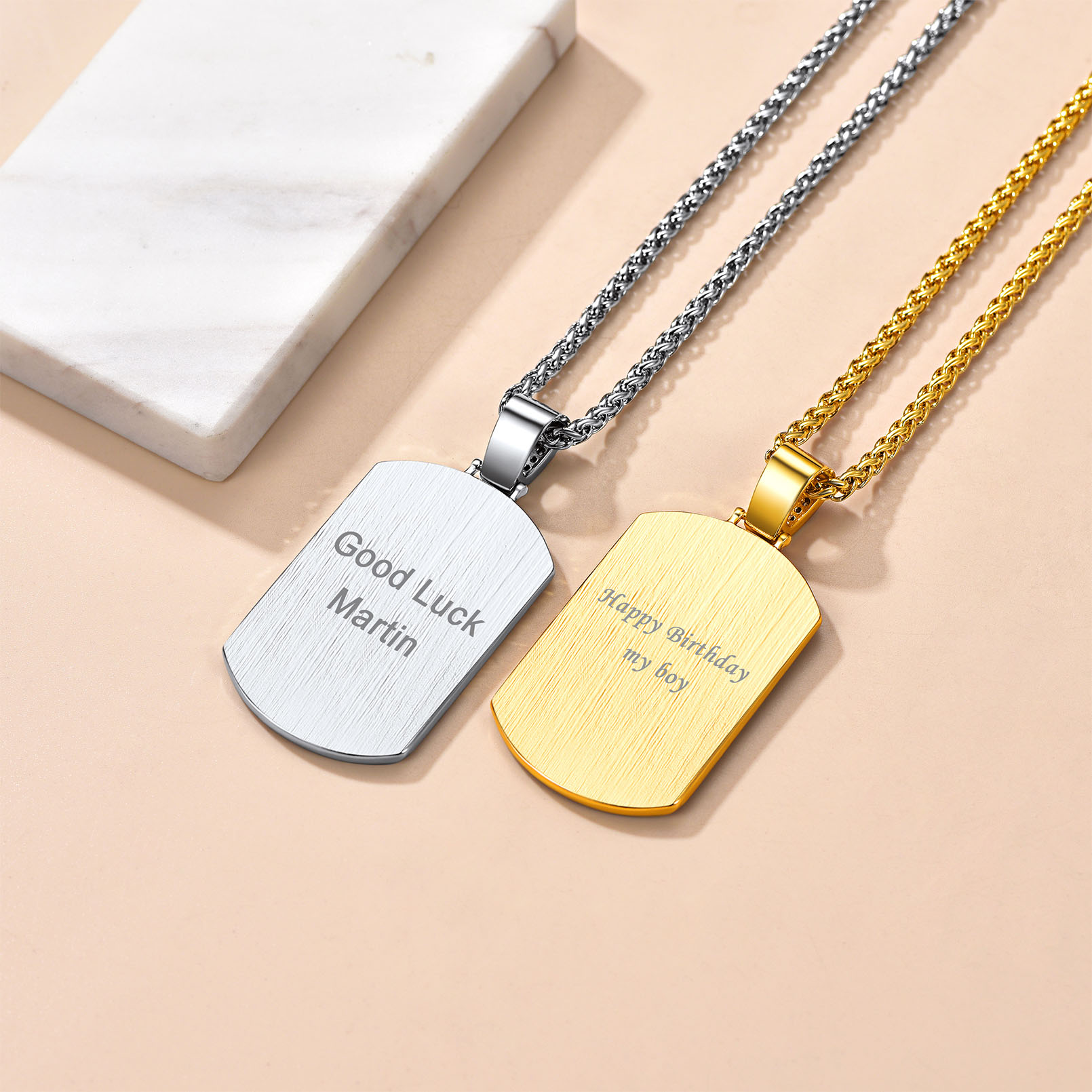 Custom Photo CZ Dog Tag picture Pendant Necklace for Men