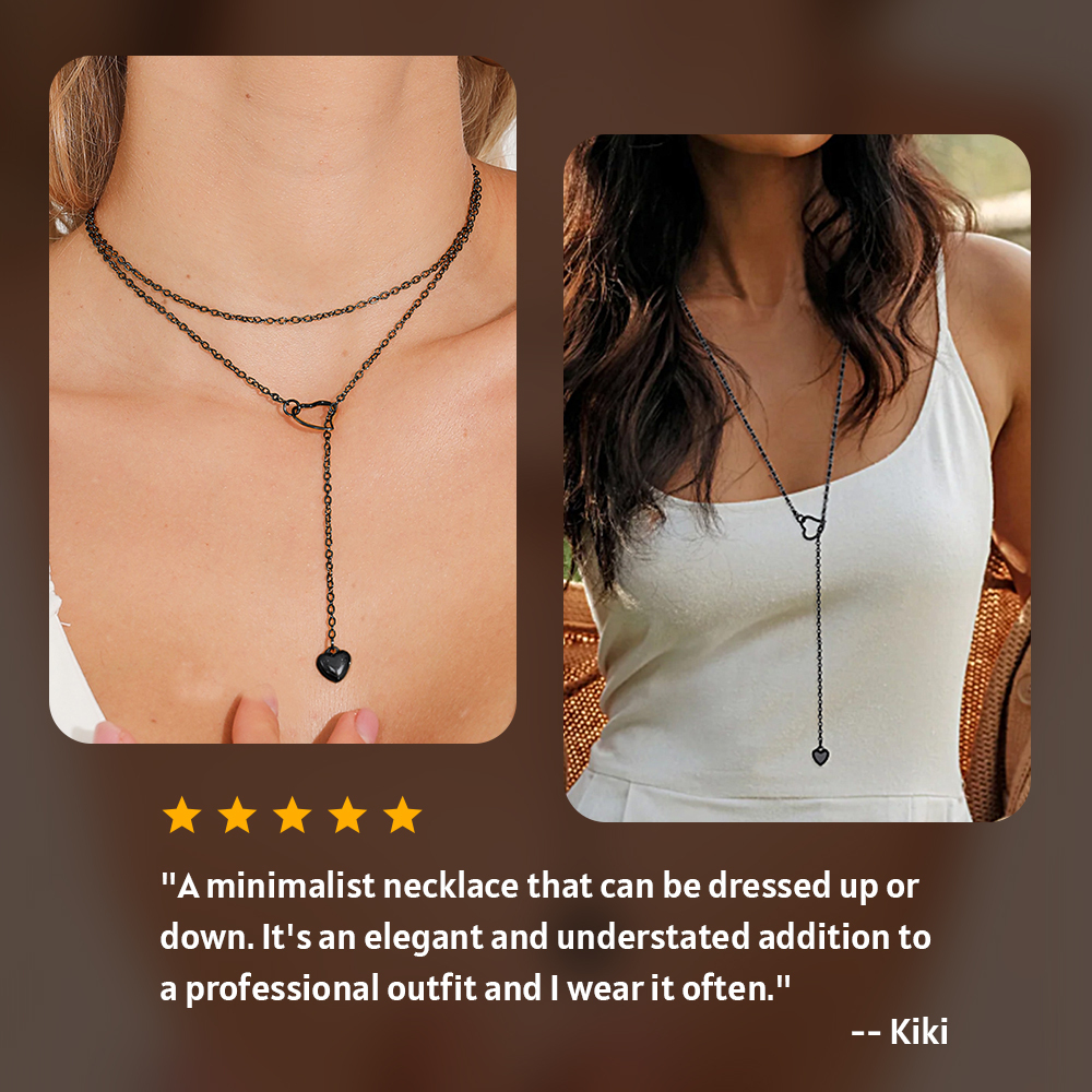 Name Heart Lariat Y Choker Necklace for Women