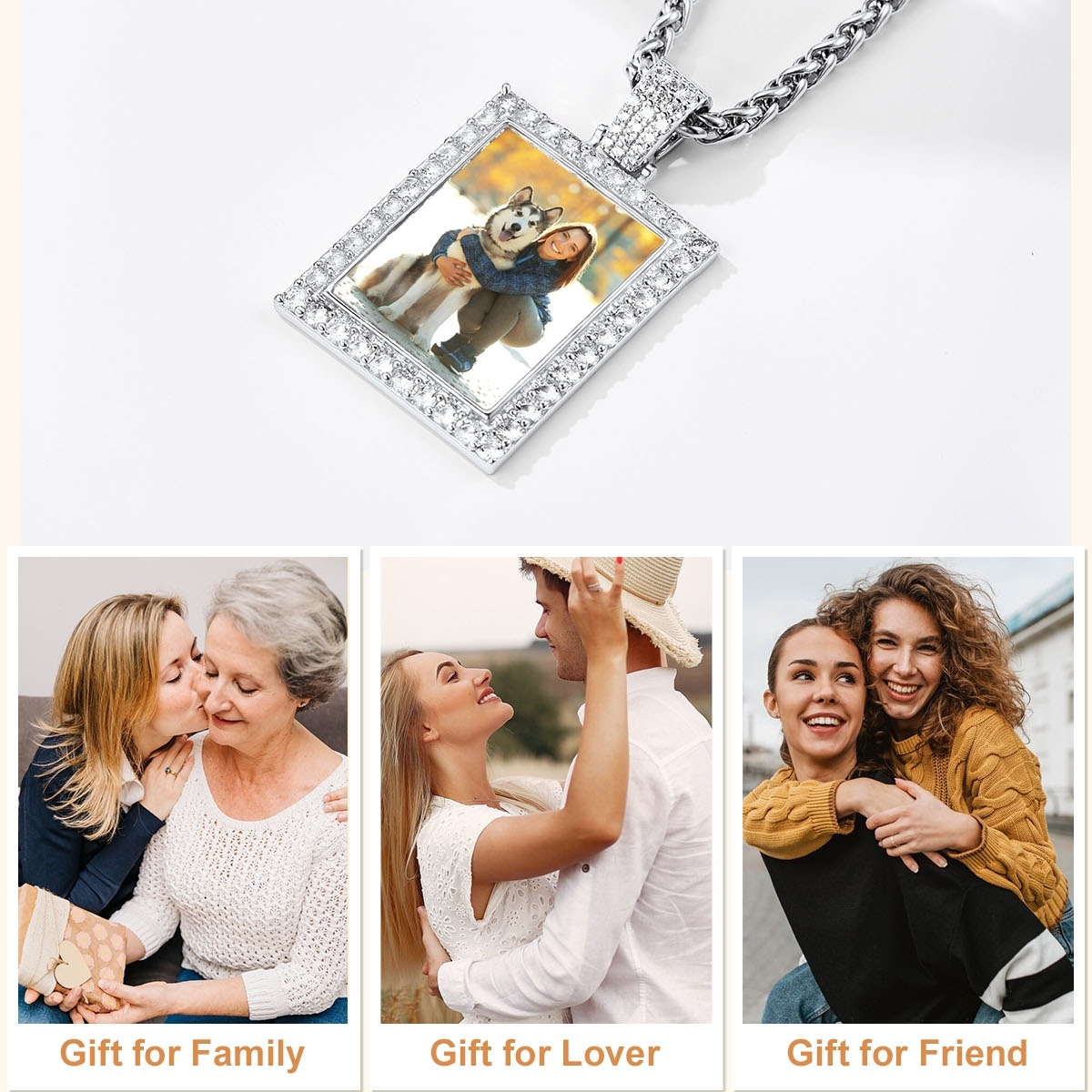 Personalized Photo Iced Out Necklace gift