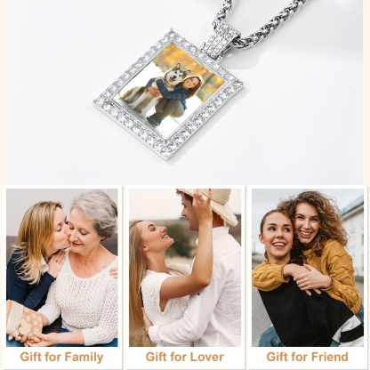 Personalized Photo Iced Out Necklace gift