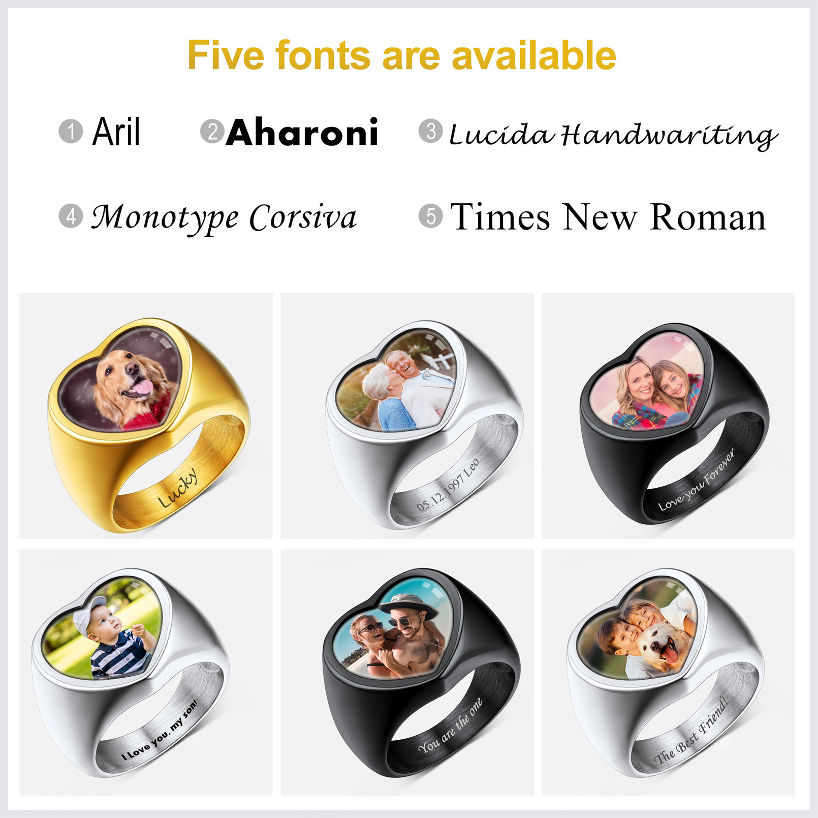 Custom Heart Engraved Signet Ring for Men 