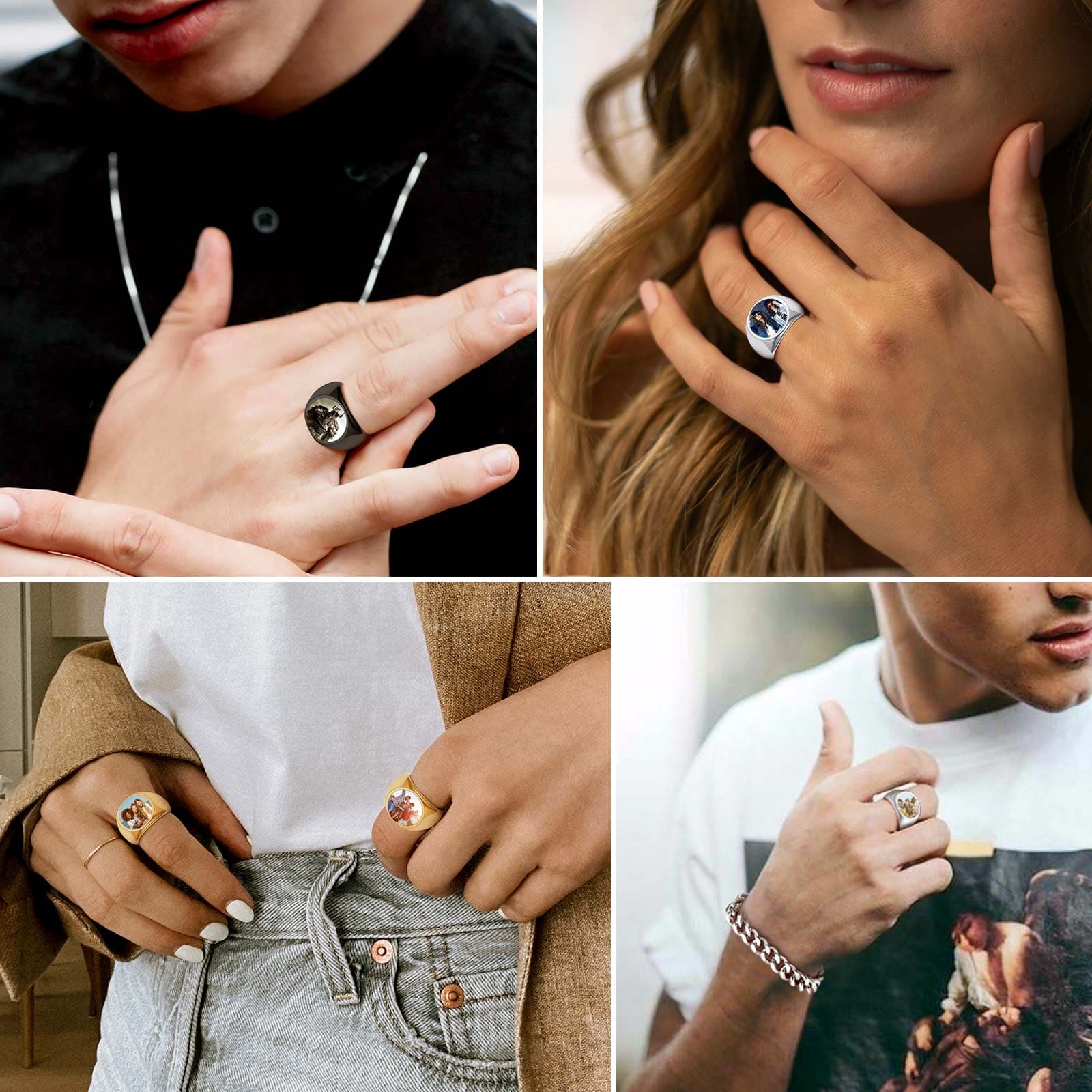 Custom Picture  Signet Ring for Men