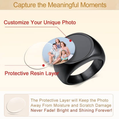 Custom Picture Round Engraved Signet Ring 