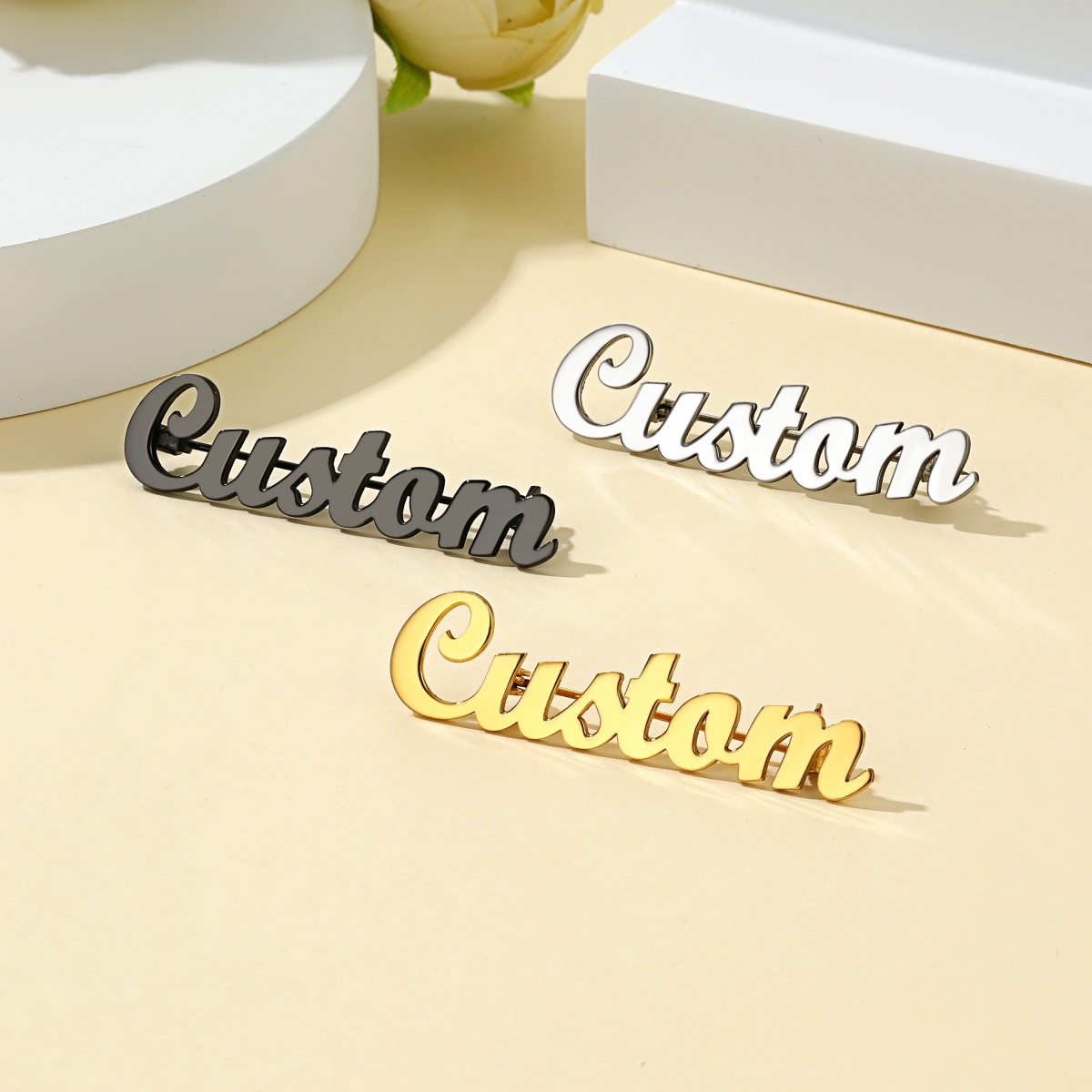 Personalized Name Plate Brooch Pin For Women collection