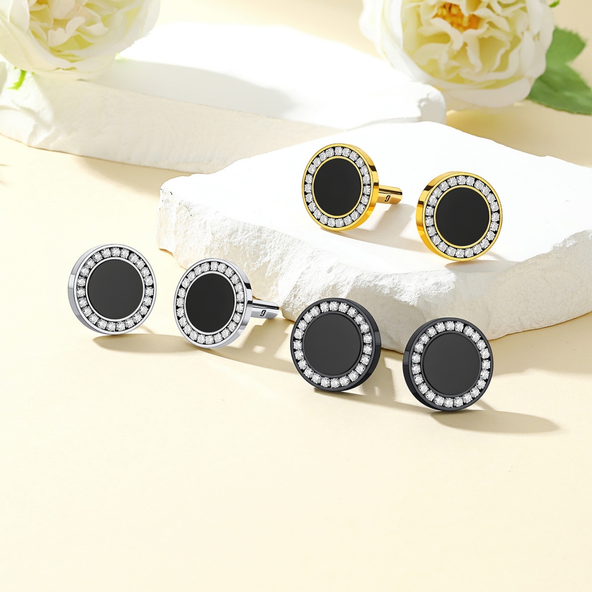 Custom Black Onyx Engraved Cufflinks all color