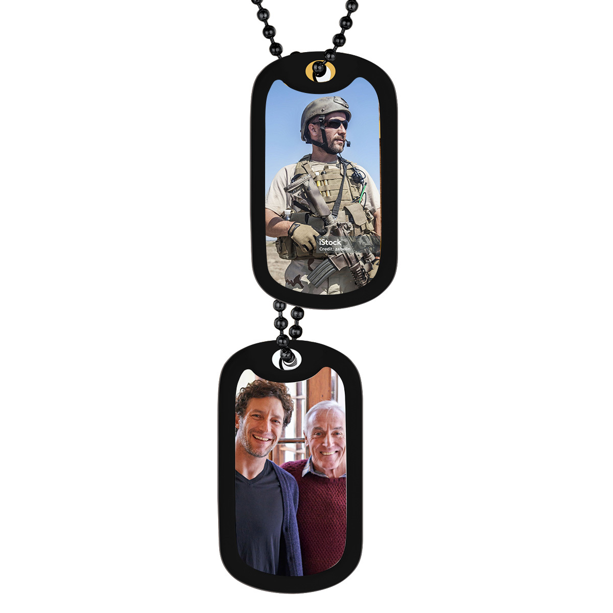 Custom Photo 2pcs Dog Tag Necklace for Men Women